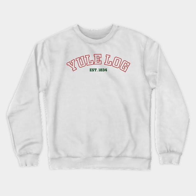 Yule Log Sporty Tee Crewneck Sweatshirt by Funny Little Flower